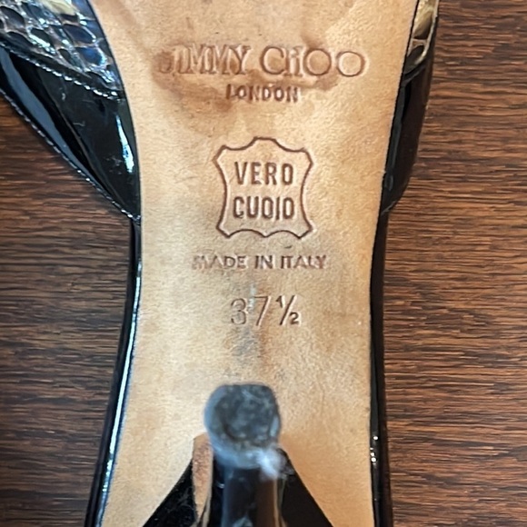 JIMMY Choo Black Snake Skin Heels Size 37.5/7.5 - Picture 7 of 7